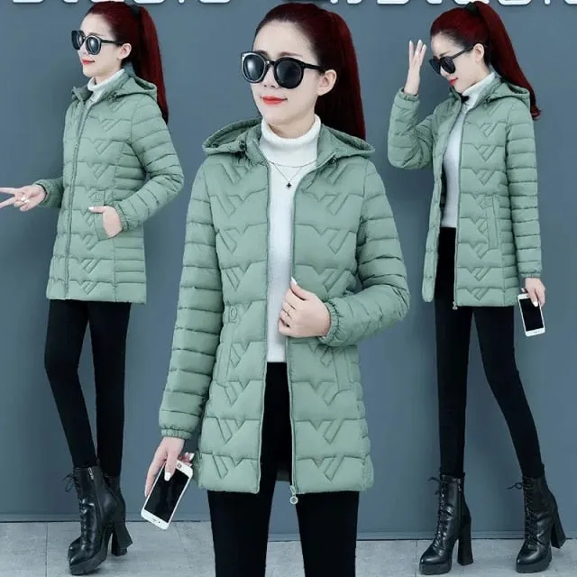 2021 New Winter Jacket Winter Parkas Long Coat Warm Casual Parka Loose Cotton-Padded Jackets Coats Female Outwear Plus Size 6XL