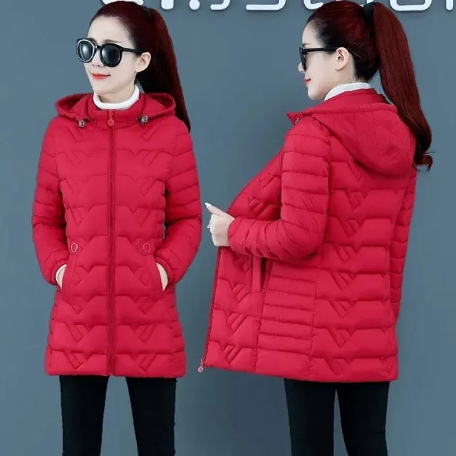 2021 New Winter Jacket Winter Parkas Long Coat Warm Casual Parka Loose Cotton-Padded Jackets Coats Female Outwear Plus Size 6XL