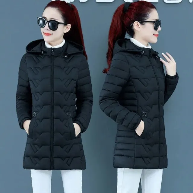 2021 New Winter Jacket Winter Parkas Long Coat Warm Casual Parka Loose Cotton-Padded Jackets Coats Female Outwear Plus Size 6XL