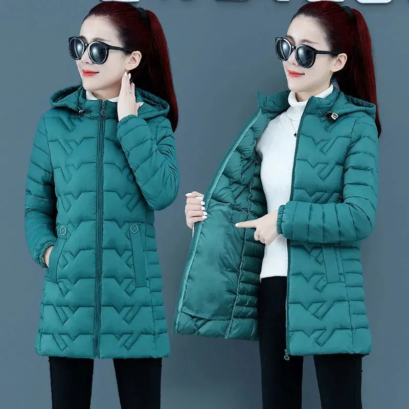 2021 New Winter Jacket Winter Parkas Long Coat Warm Casual Parka Loose Cotton-Padded Jackets Coats Female Outwear Plus Size 6XL