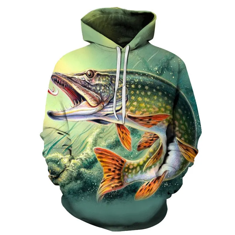 3D Tropical Fish Funny Hoodies For Fishinger Fisherman Men Women Long Sleeve Hoody Sweatshirts Hooded Streetwear Hip Hop Jackets