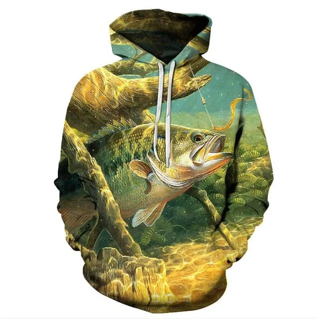 3D Tropical Fish Funny Hoodies For Fishinger Fisherman Men Women Long Sleeve Hoody Sweatshirts Hooded Streetwear Hip Hop Jackets