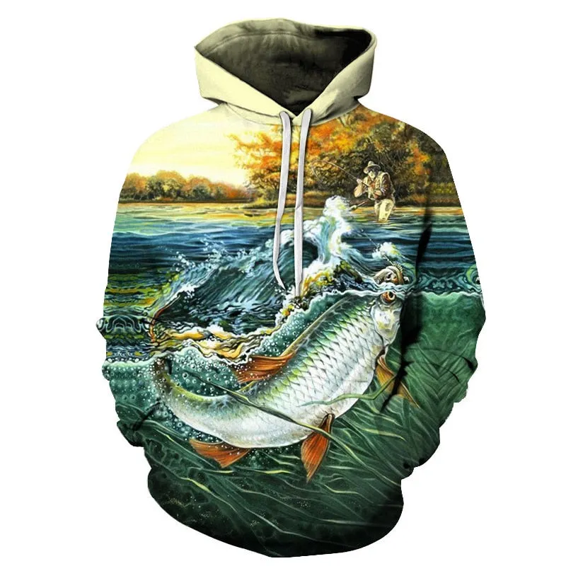 3D Tropical Fish Funny Hoodies For Fishinger Fisherman Men Women Long Sleeve Hoody Sweatshirts Hooded Streetwear Hip Hop Jackets