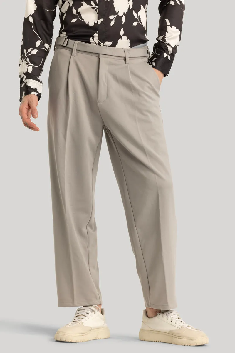 Alessio Light Grey Plain Relaxed Fit Korean Trousers