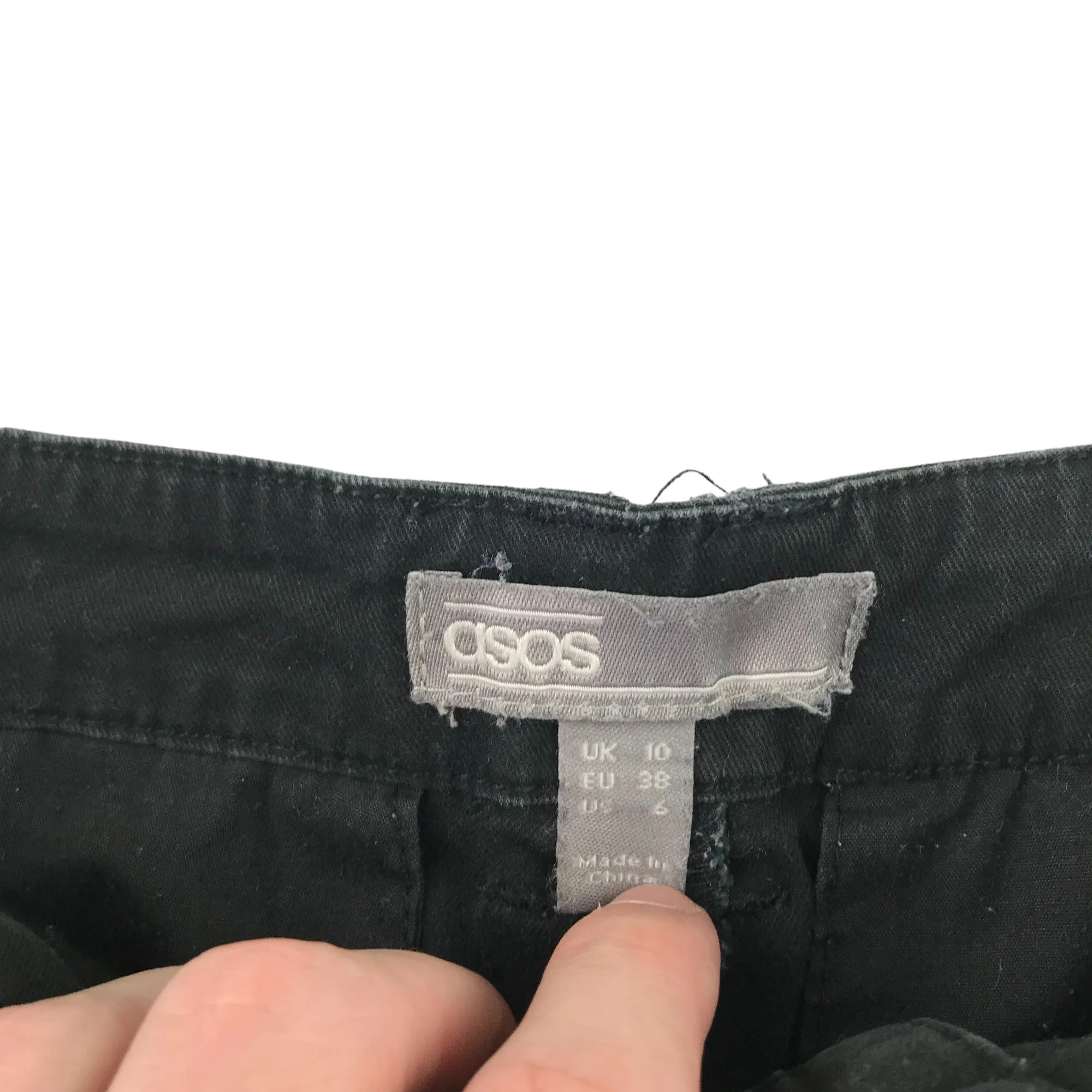 Asos trousers size UK 10 black tapered fit plain