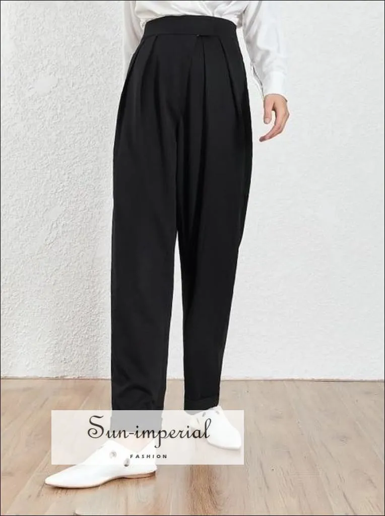 Bailey Pants - Solid High Waist Wide Leg Trousers for Women