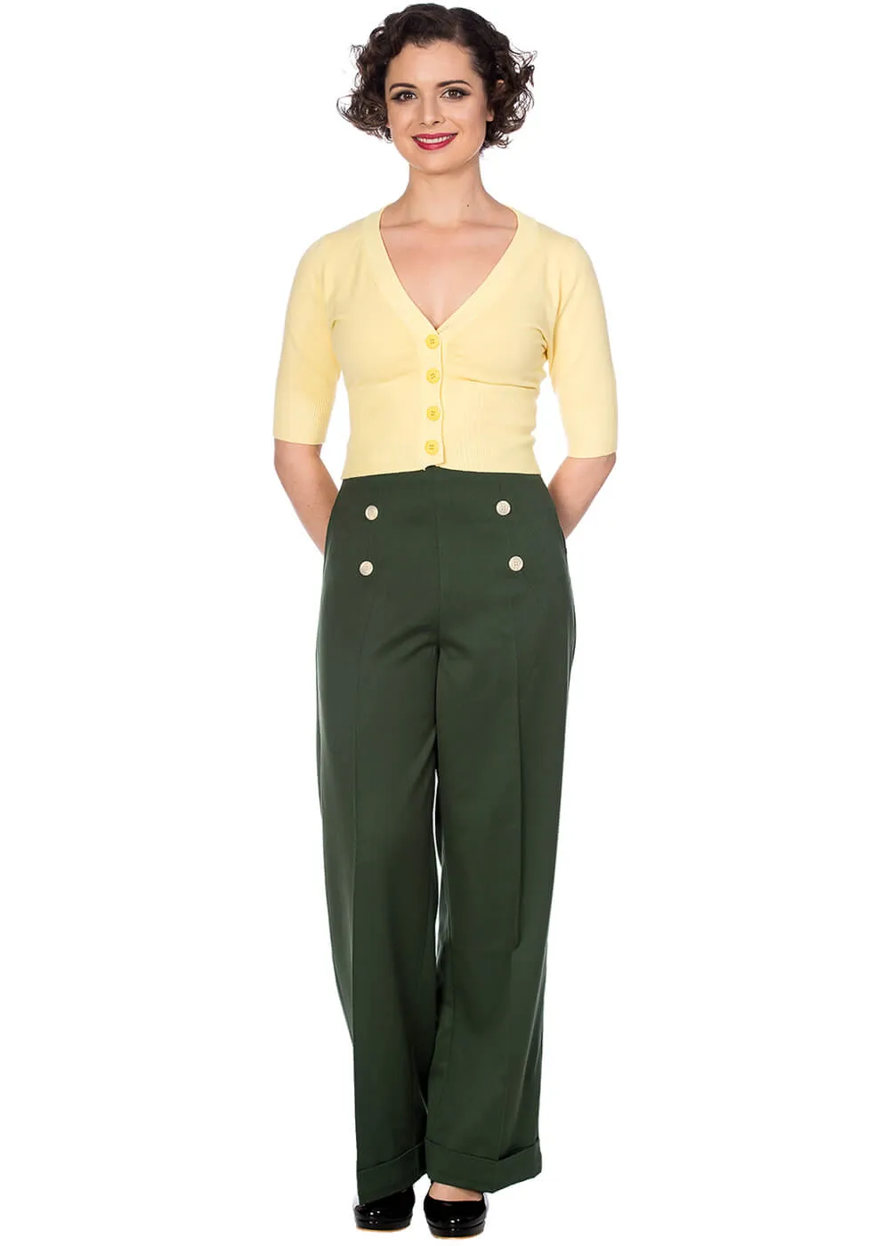 Banned Adventures Ahead 40's Trousers Dark Green