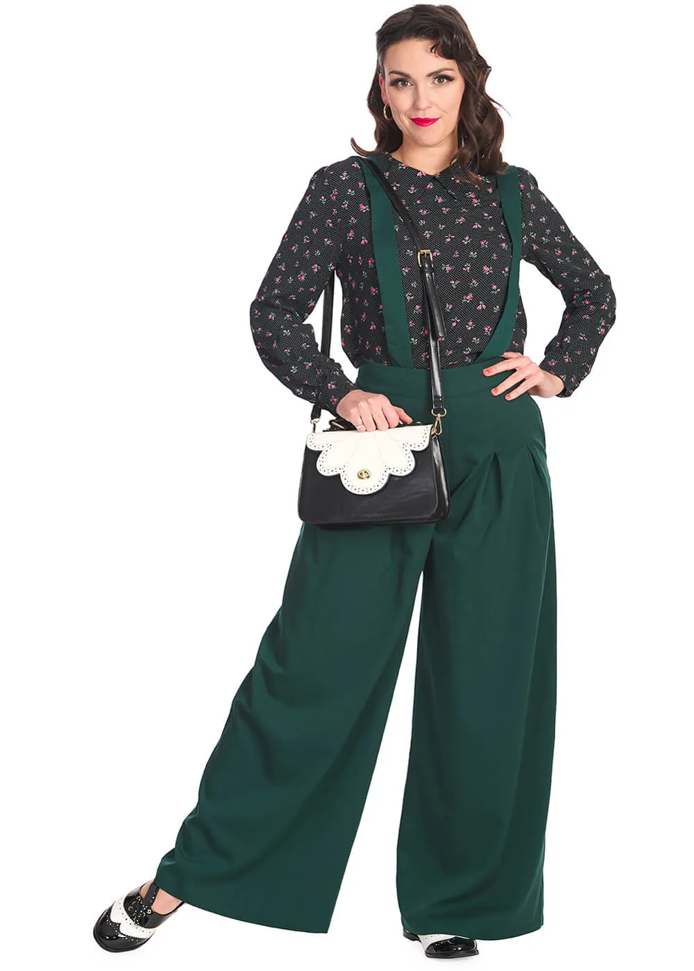 Banned Diamond 40's Palazzo Trousers Green