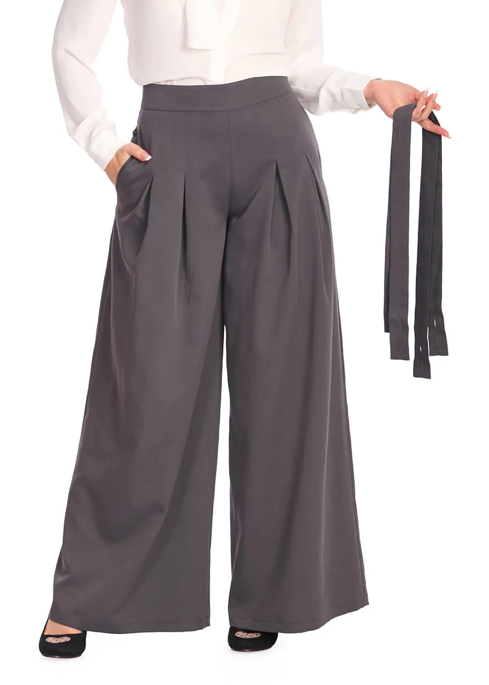 Banned Diamond 40's Palazzo Trousers Grey