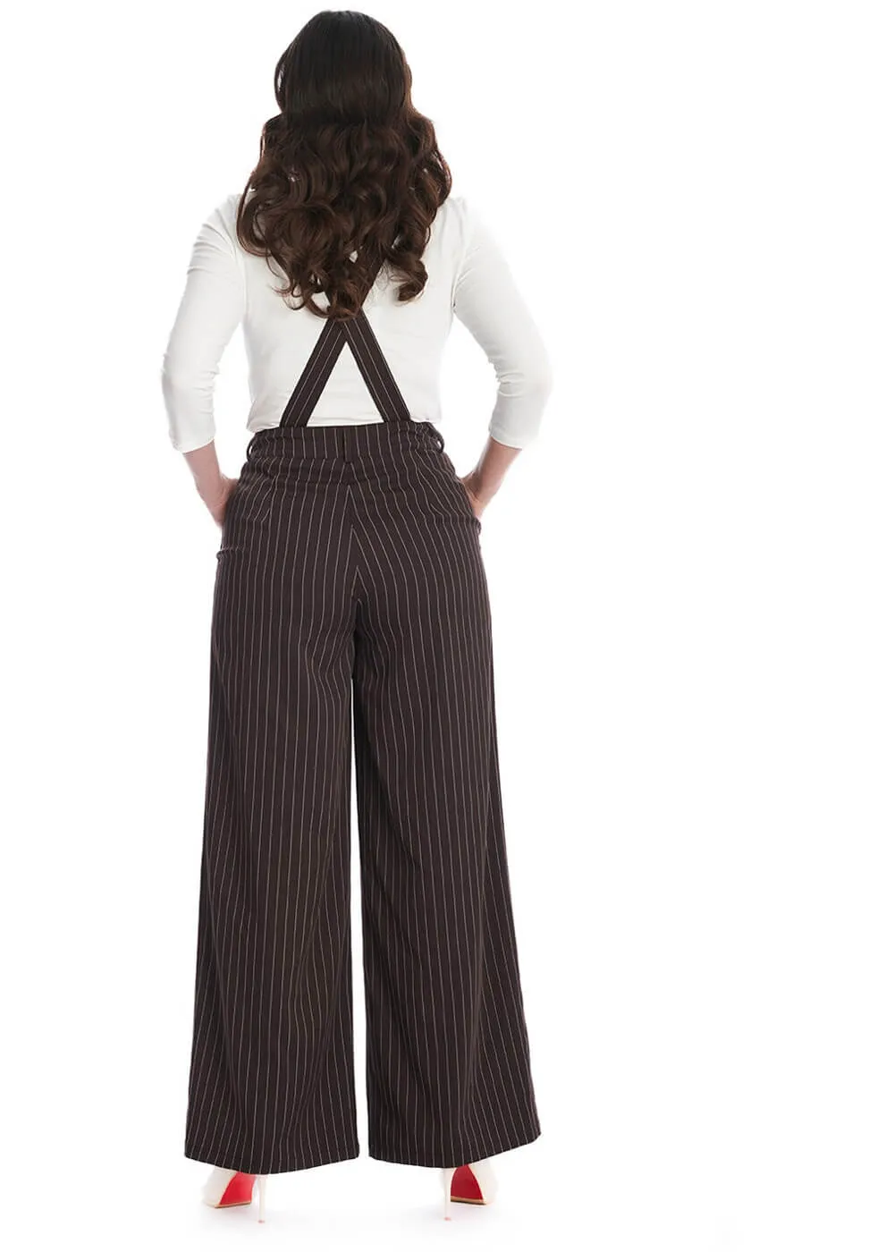 Banned Pinstripe Goals 40's Trousers Brown