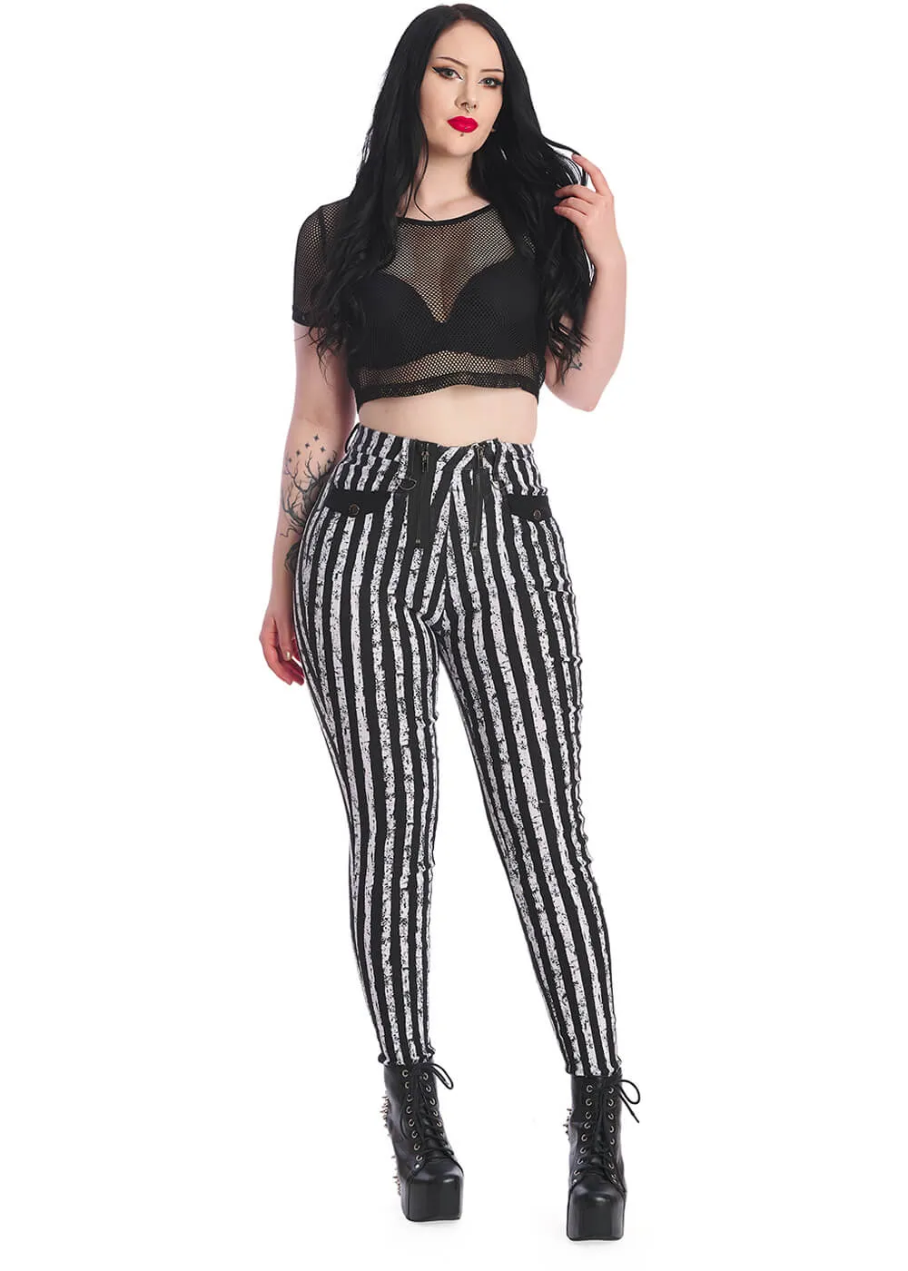 Banned Spooky Nightwalks Trousers Black White