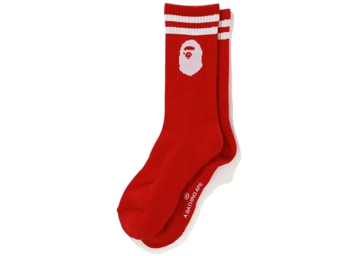 BAPE APE HEAD SOCKS RED