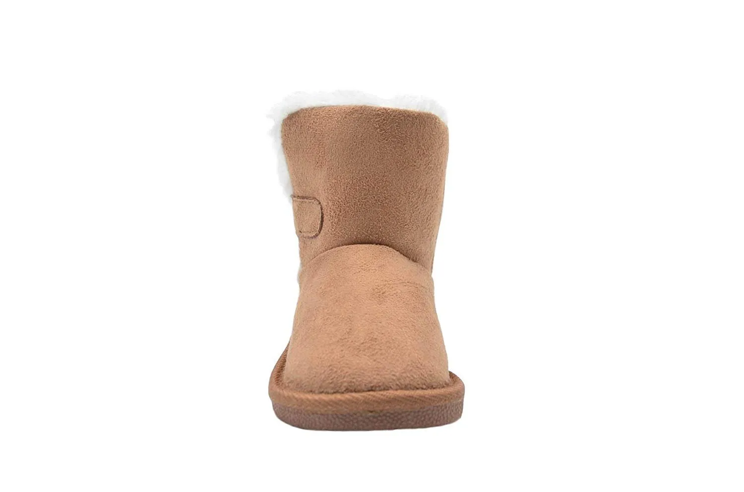 bebe Toddler Girls Little Kid Easy Pull On Mid Calf Microsuede Winter Boots with Faux Fur Trim