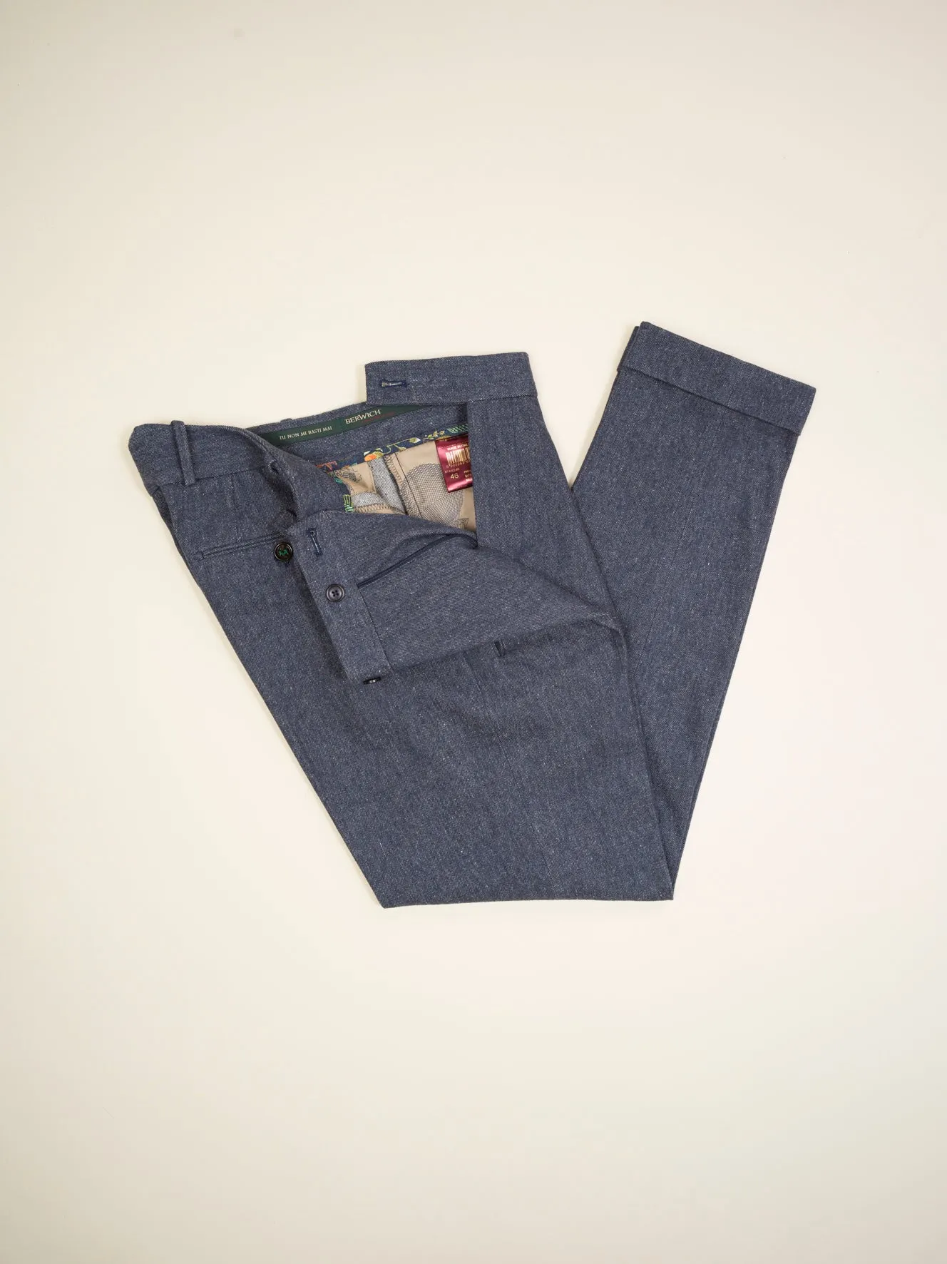 Berwich Loro Piana Denim Flower Trousers / Blue