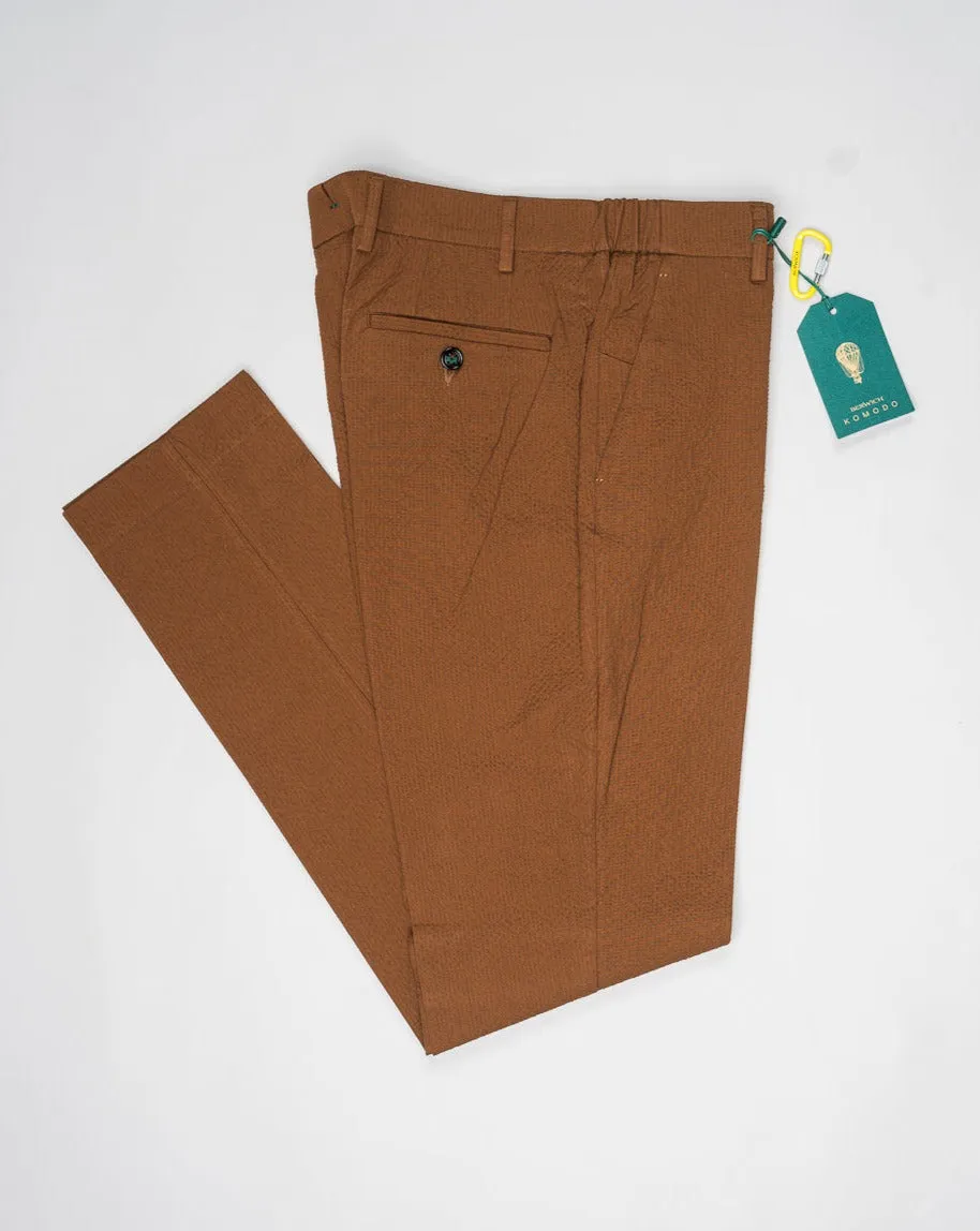 Berwich Morello Elax Seersucker Trousers / Brown