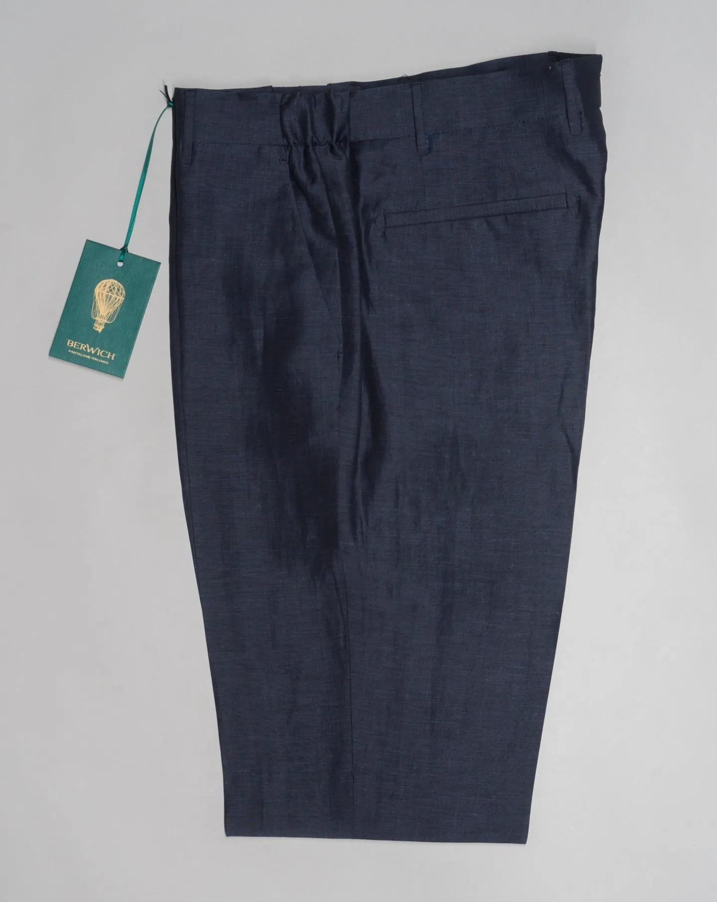 Berwich Morello Elax Wool & Linen Trousers / Navy