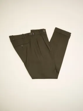 Berwich Retro Wool Cotton Trousers  / Army Green