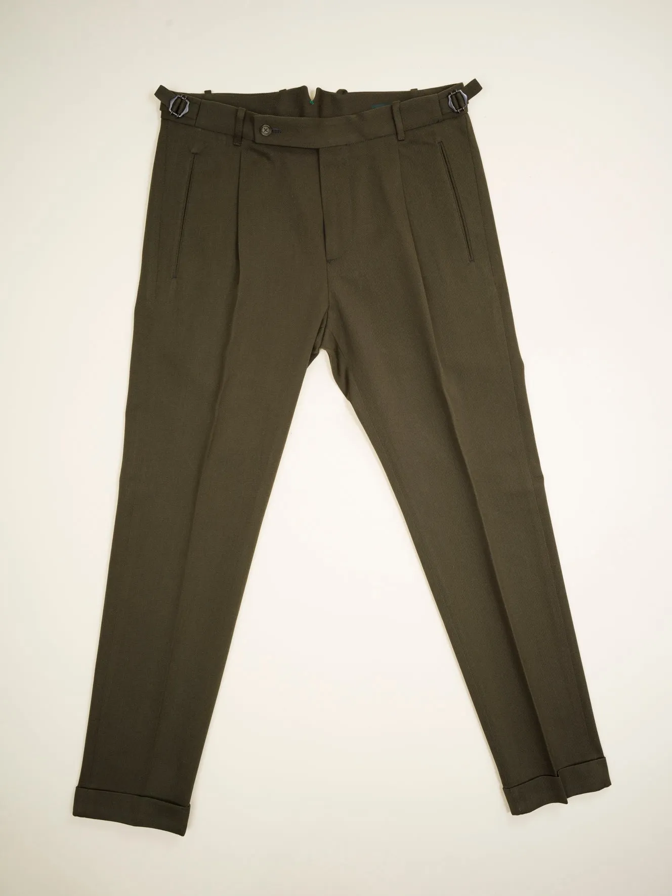 Berwich Retro Wool Cotton Trousers  / Army Green