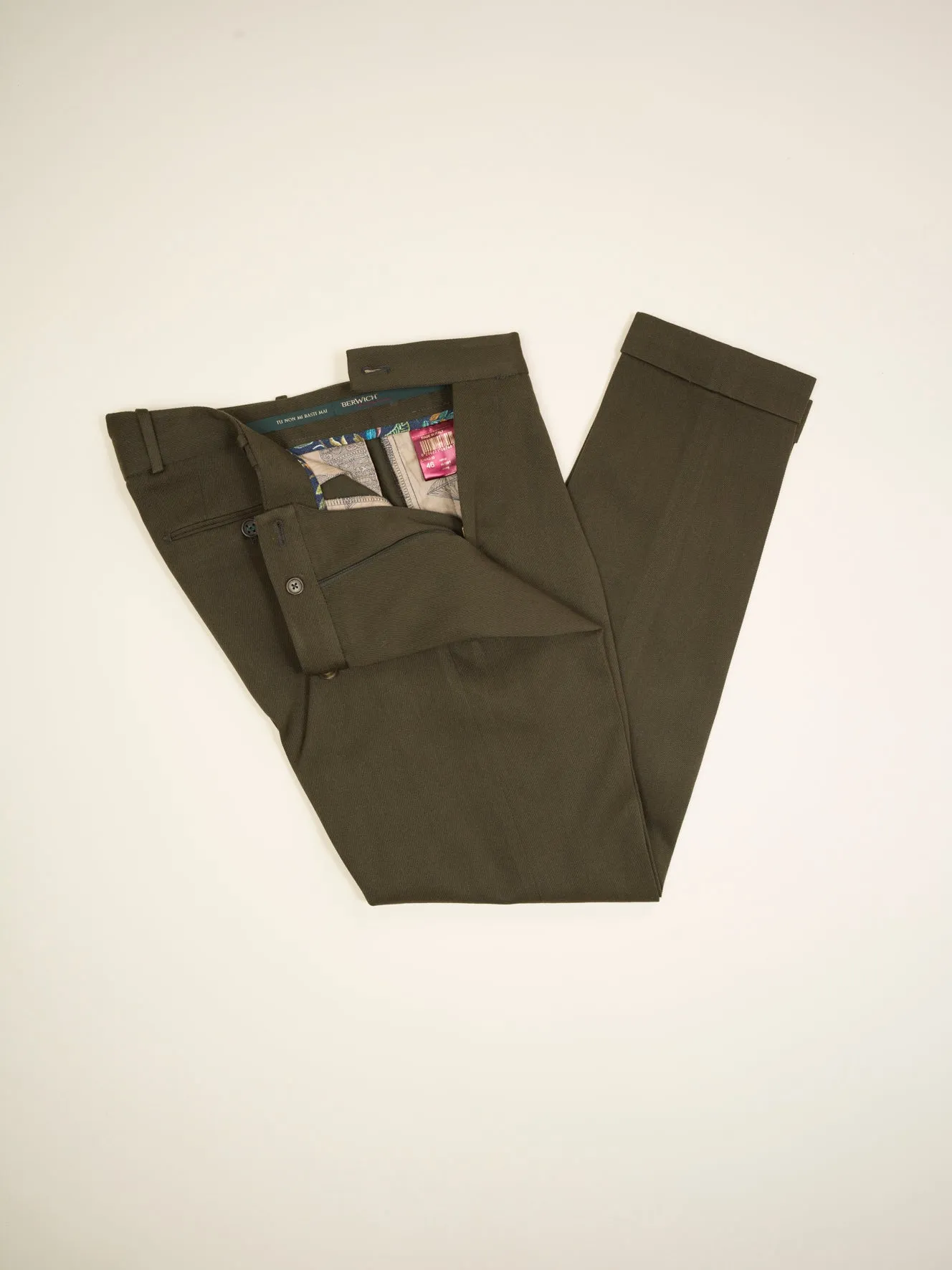 Berwich Retro Wool Cotton Trousers  / Army Green