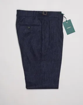 Berwich Single Pleat Flannel Trousers / Blue "Denim"