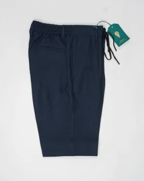 Berwich Spiaggia Drawstring Linen Trousers / Navy