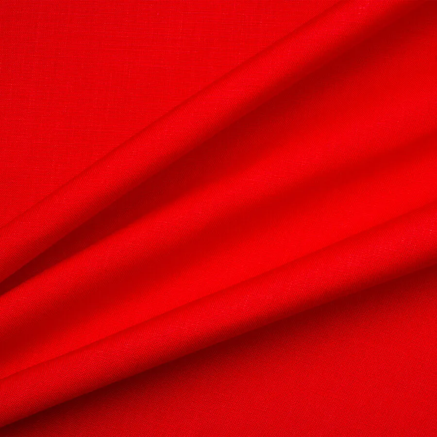 Bright Red Linen & Viscose Blend