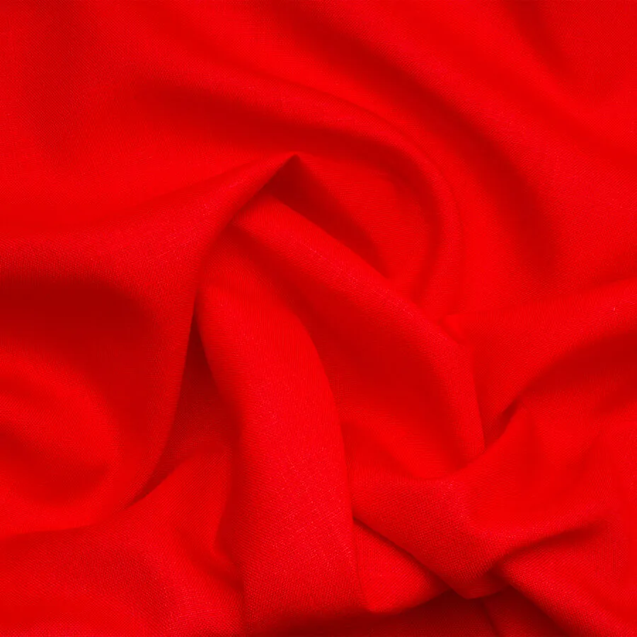 Bright Red Linen & Viscose Blend