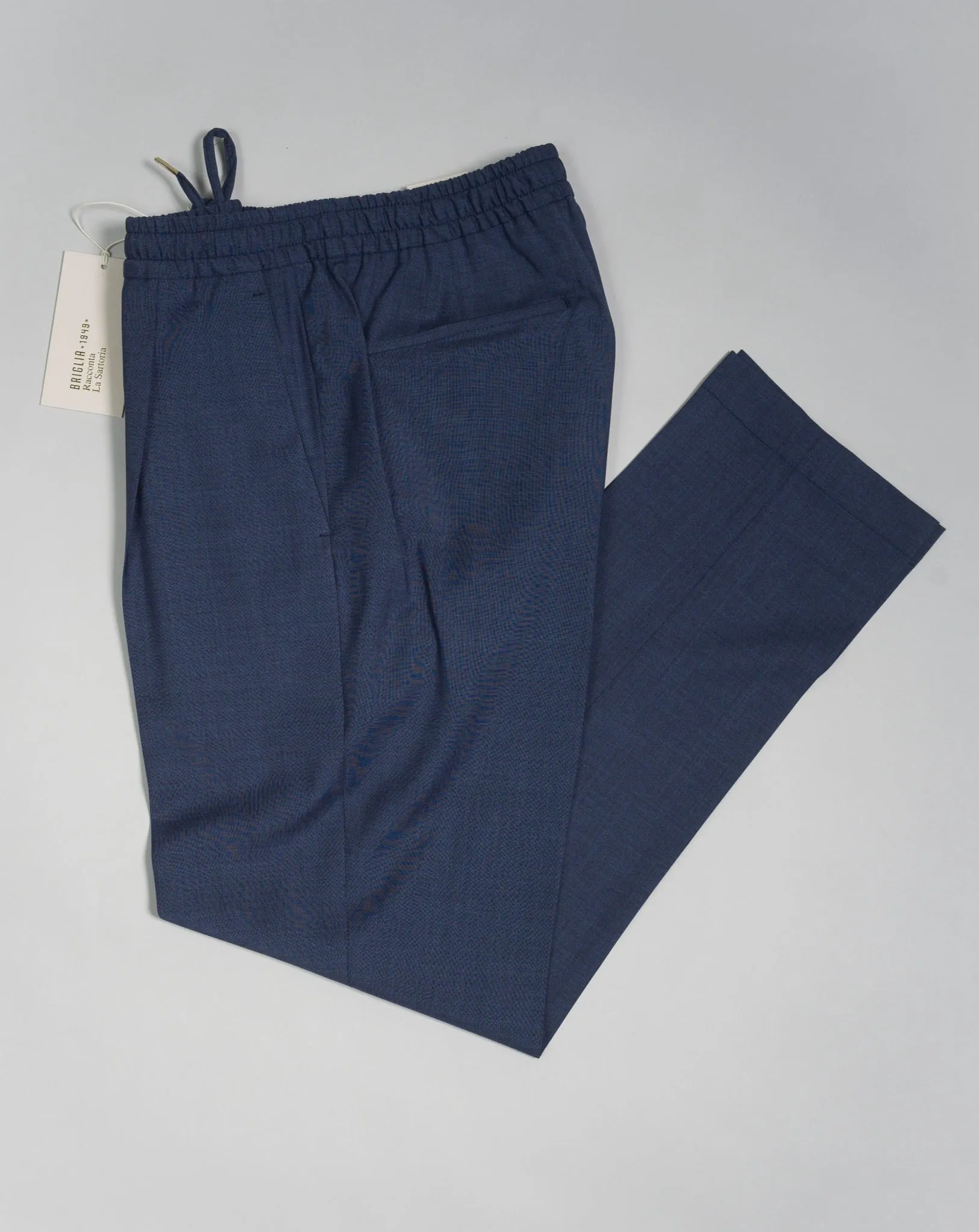 Briglia Lightweight Wool Drawstring Trousers / Blue Melange