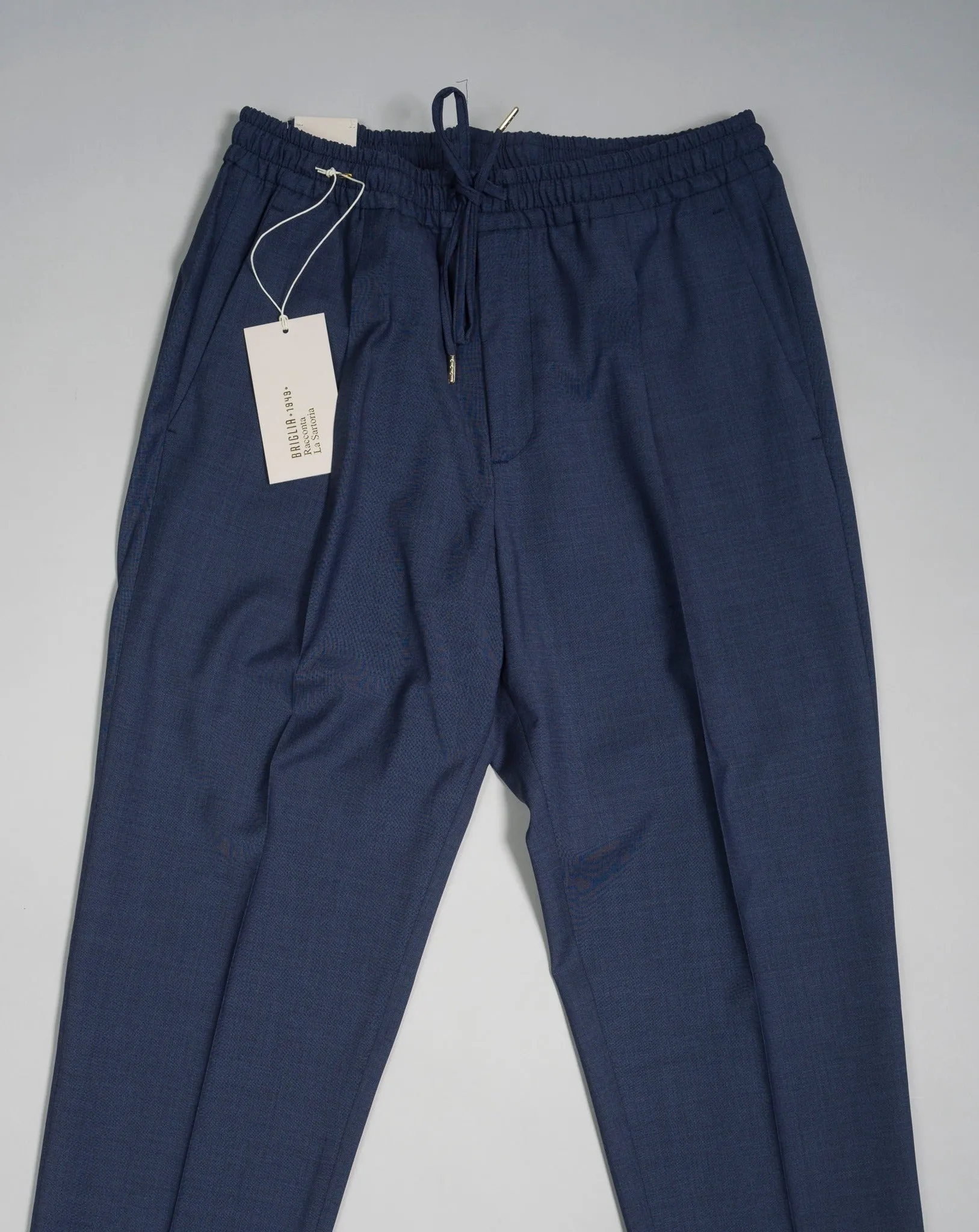 Briglia Lightweight Wool Drawstring Trousers / Blue Melange