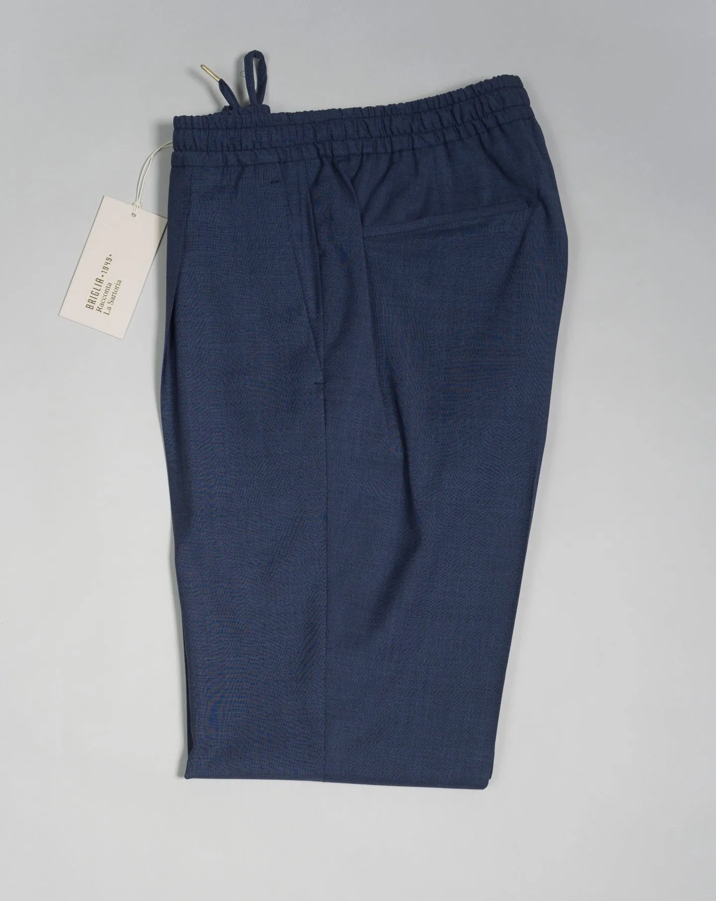 Briglia Lightweight Wool Drawstring Trousers / Blue Melange