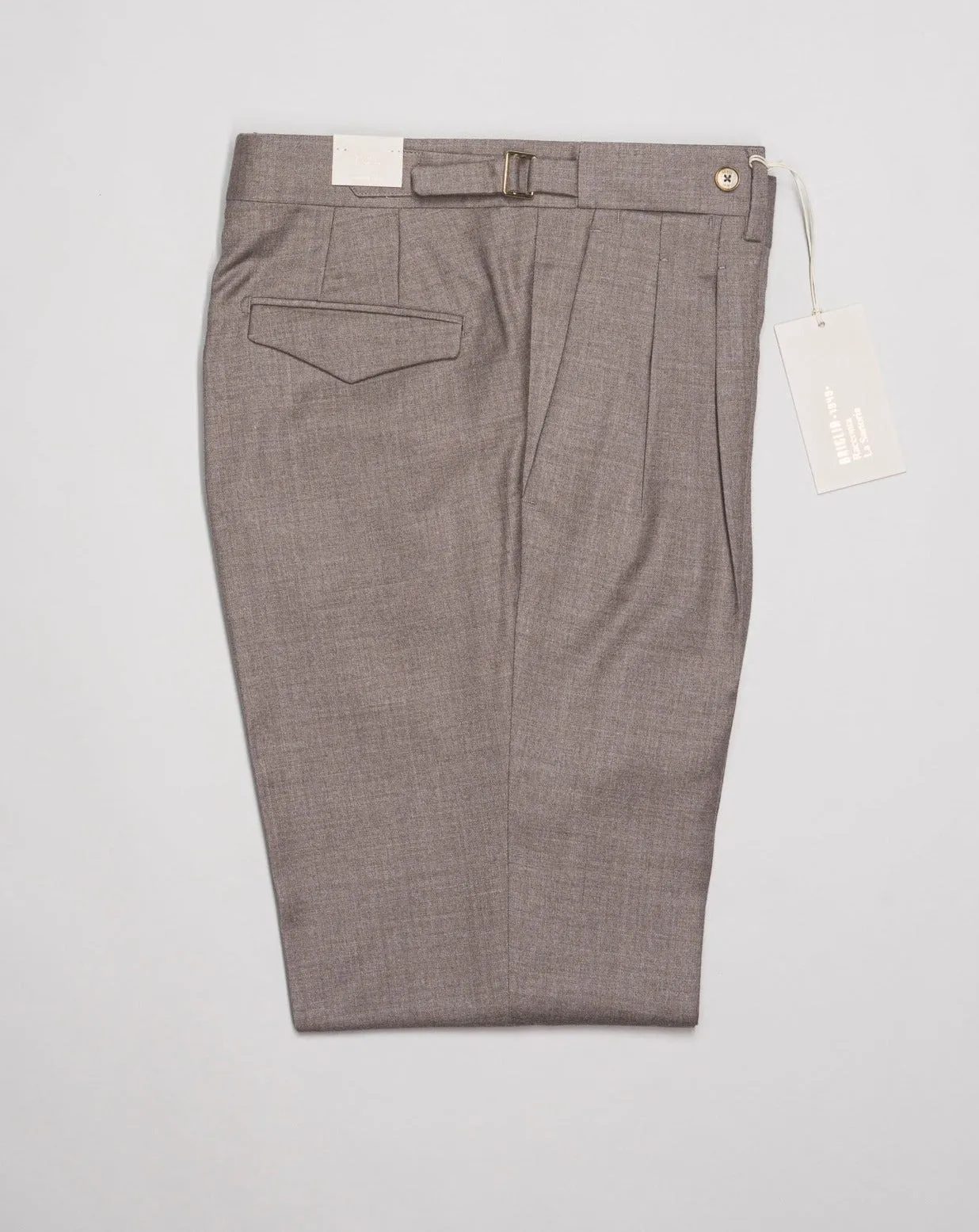 Briglia Pleated Wool Flannel Trousers / Light Taupe