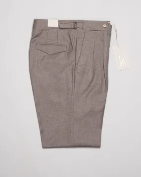 Briglia Pleated Wool Flannel Trousers / Light Taupe