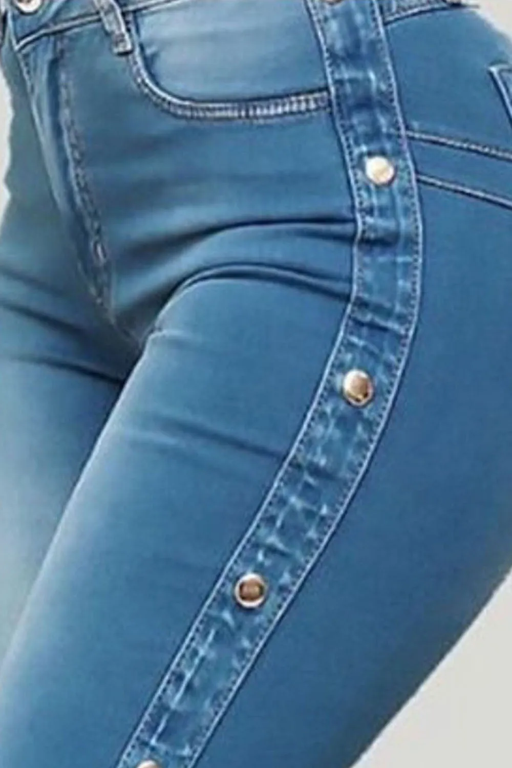 Button Detail Flare Jeans