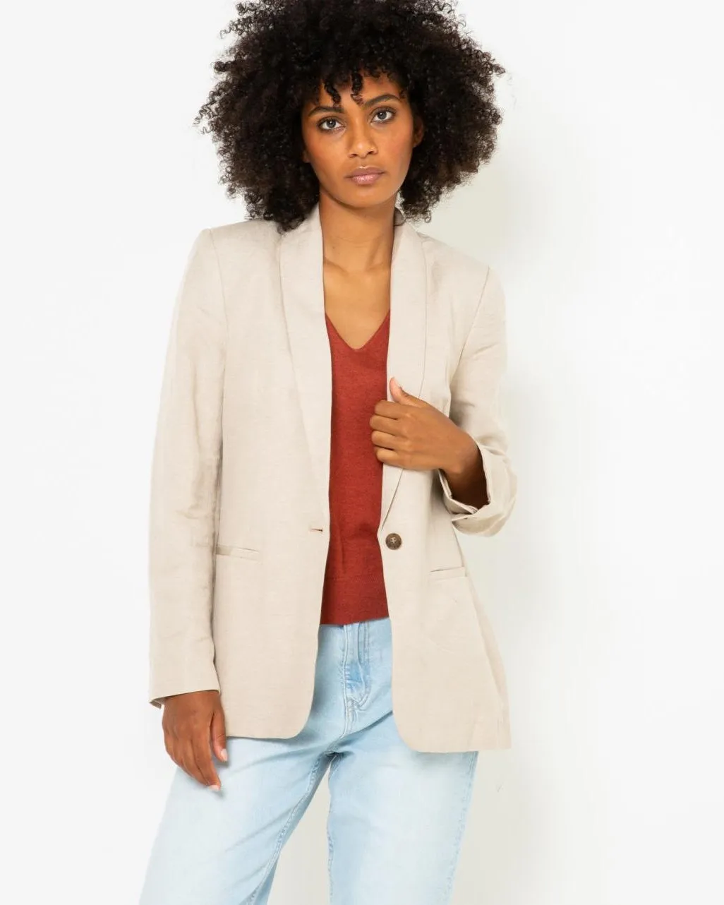 Camaieu Jackets, Blazers  | Women's Tailored Jacket Shawl Collar Medium Beige Women