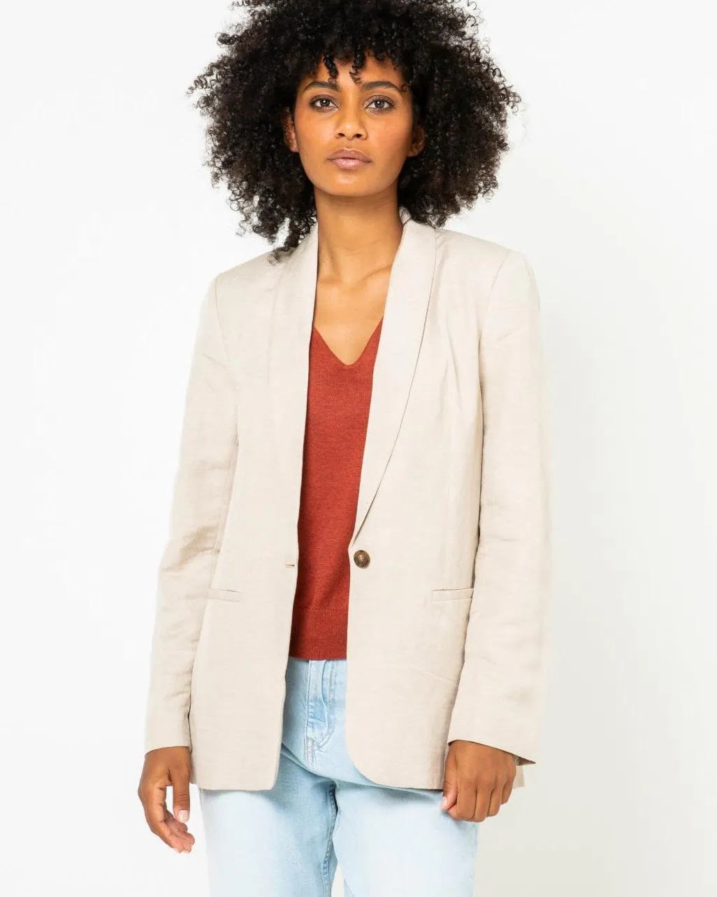 Camaieu Jackets, Blazers  | Women's Tailored Jacket Shawl Collar Medium Beige Women