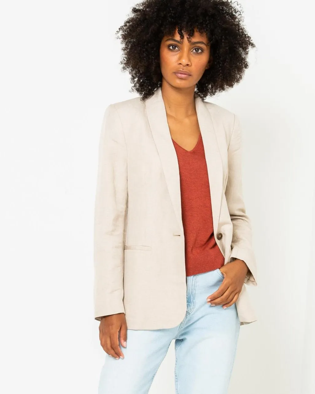 Camaieu Jackets, Blazers  | Women's Tailored Jacket Shawl Collar Medium Beige Women