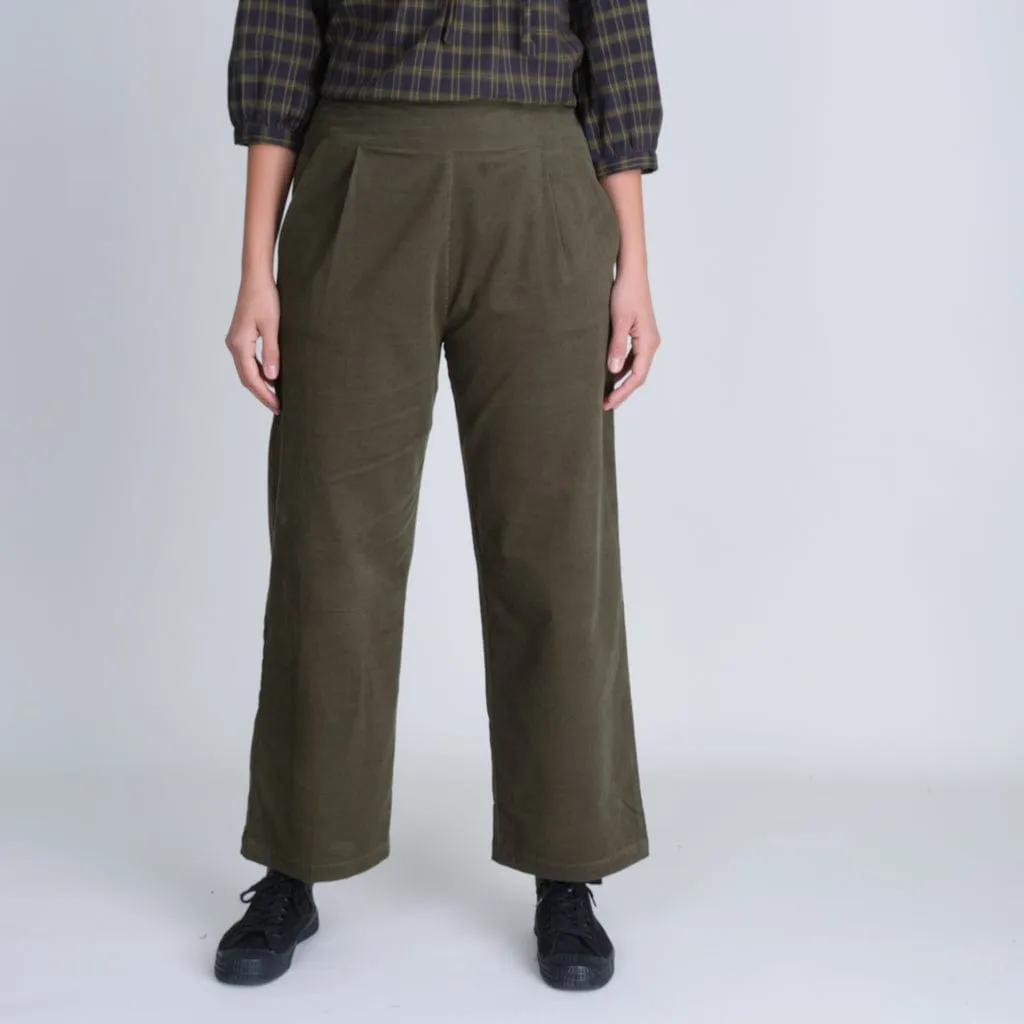 Carine Cotton Courduroy Day Trousers | Green