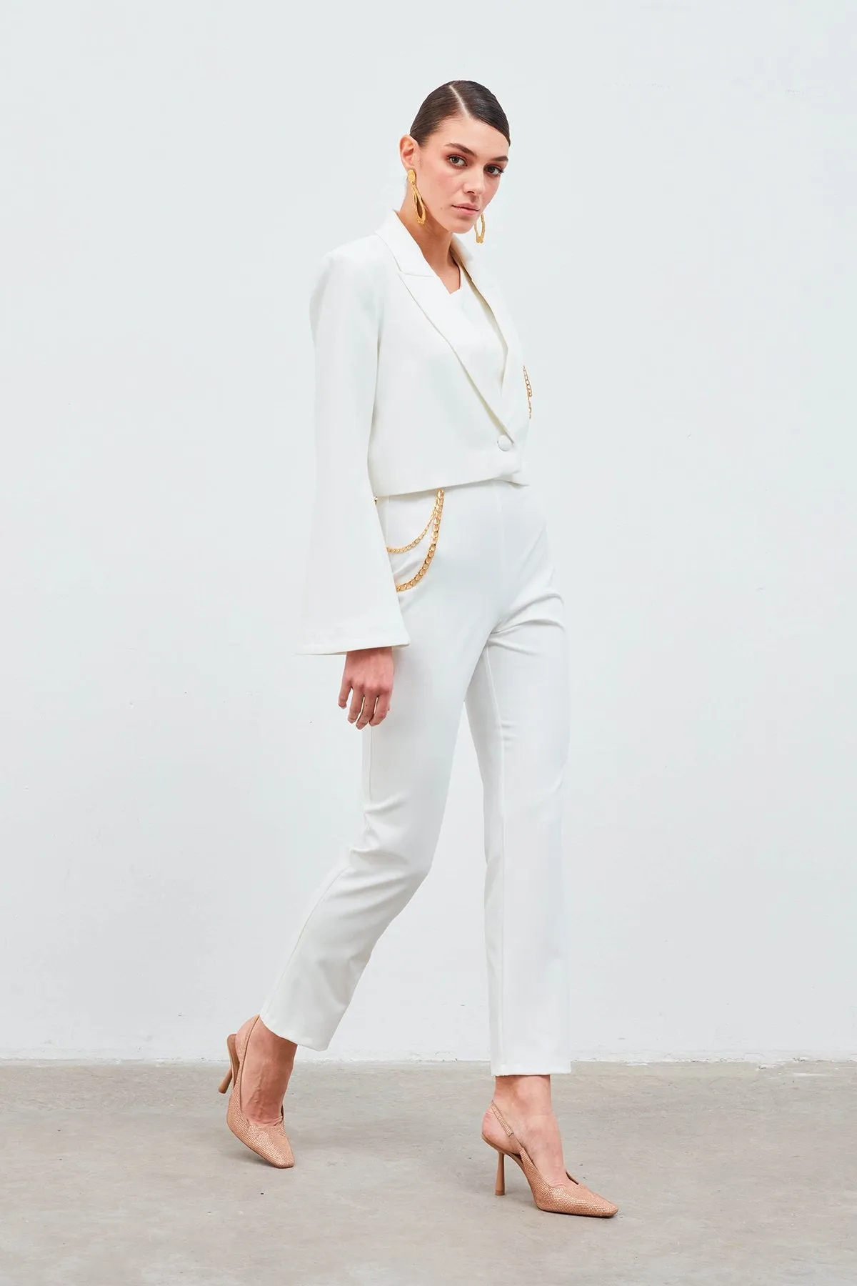 Chain Accessory Trousers - White