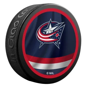 Columbus Blue Jackets Retro Reverse Double-Sided Logo NHL Inglasco Souvenir Puck