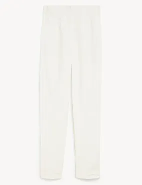 Cotton Blend Slim Fit Ankle Grazer Trousers