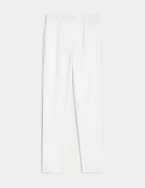 Cotton Blend Slim Fit Ankle Grazer Trousers