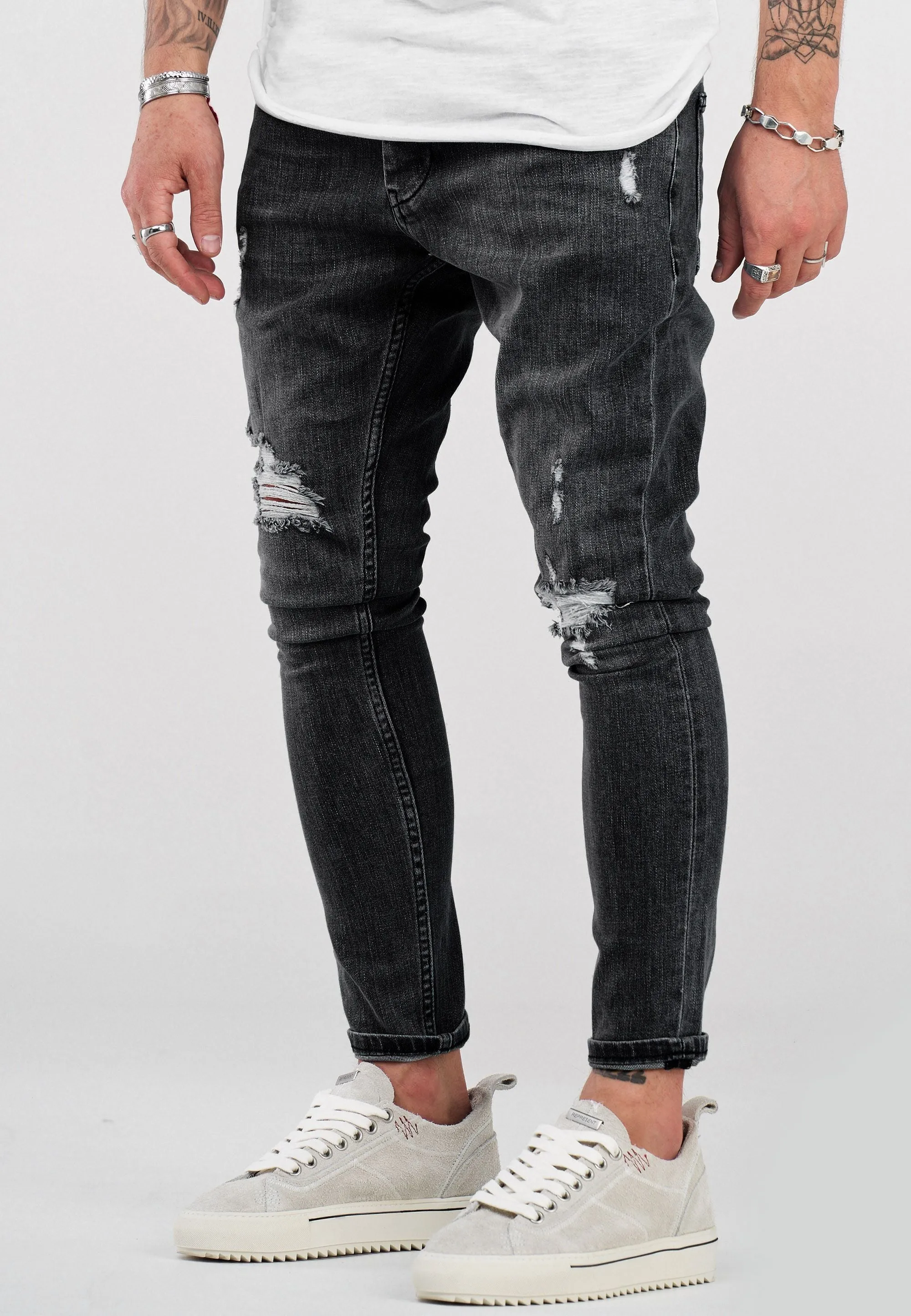 Destroyed Jeans Schwarz 3496