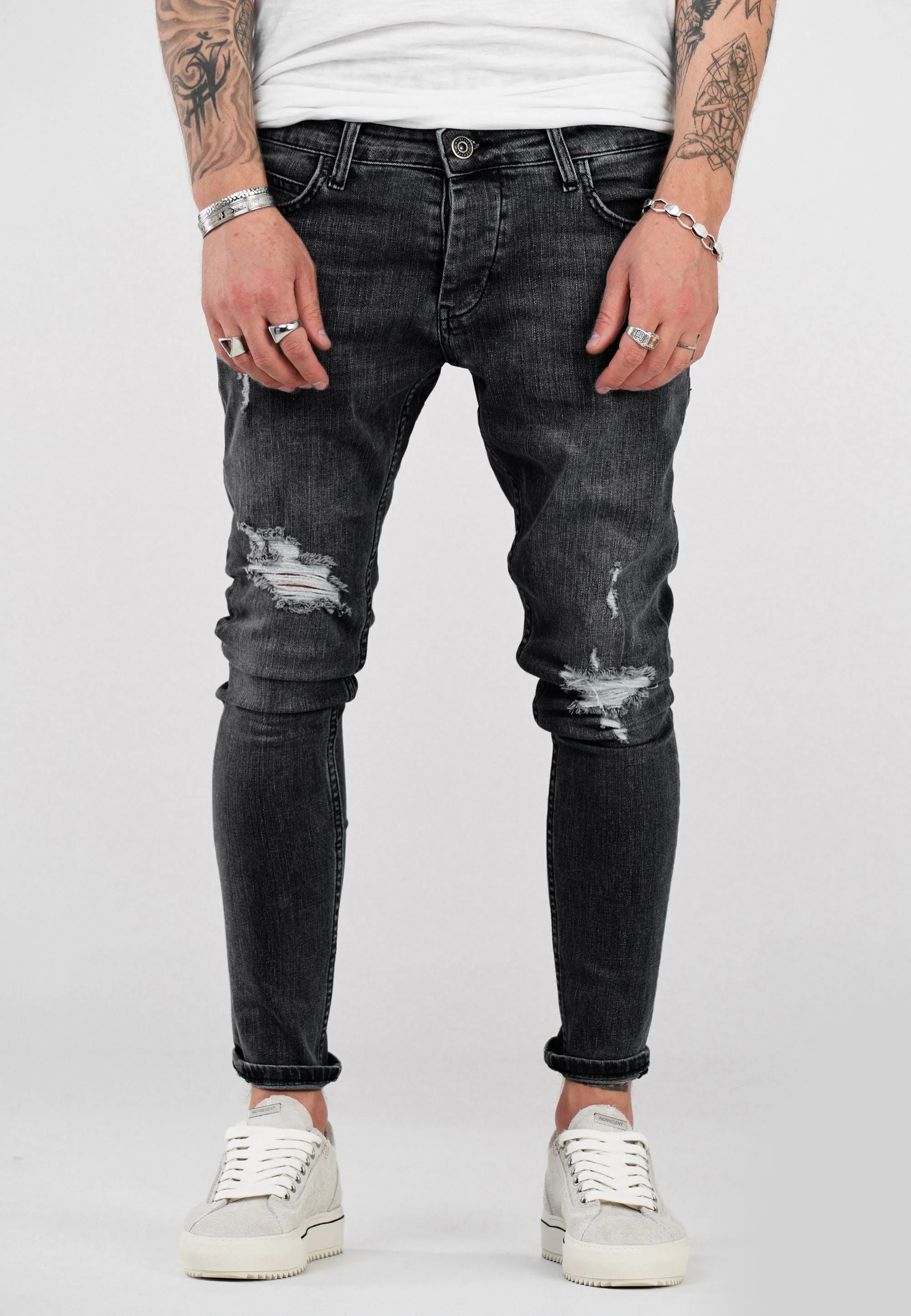 Destroyed Jeans Schwarz 3496