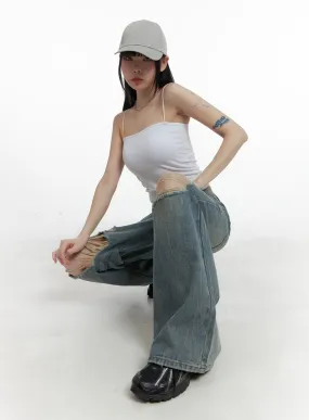 Destroyed Vintage Baggy Straight Jeans OM426