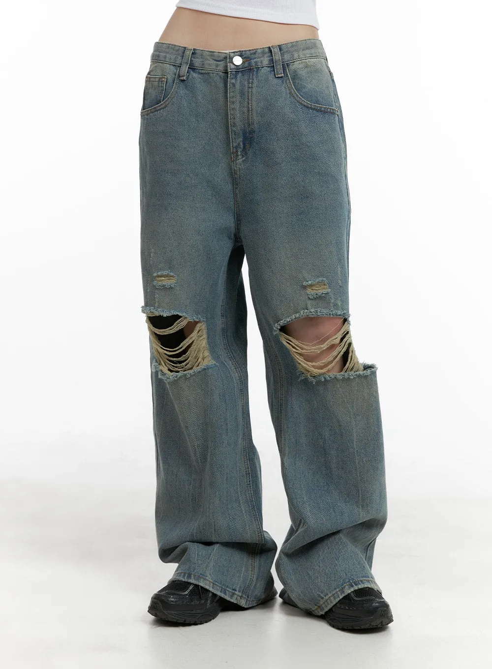 Destroyed Vintage Baggy Straight Jeans OM426