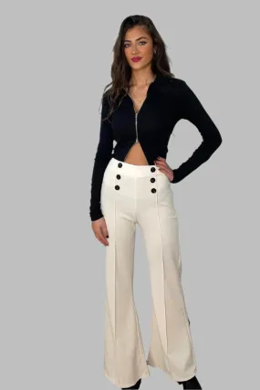 Double Breasted Buttons Details High Waist Trousers