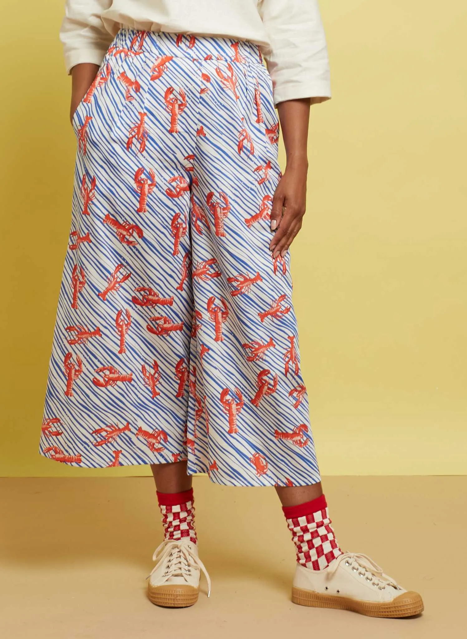 Edith Culotte Trousers - Ivory Lobster