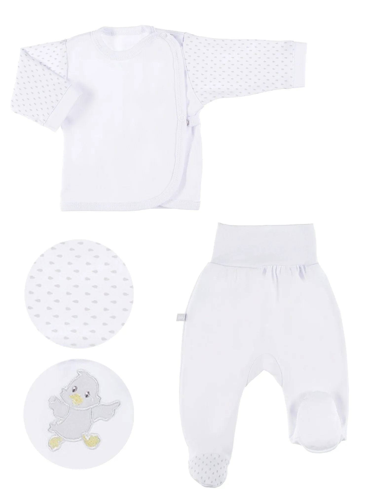 Embroidered Chick Trousers & Wrapover Top Set - White