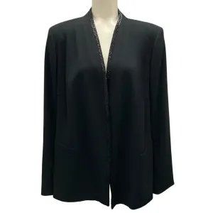 Escada Black Besli Beaded Trim Crepe Evening Jacket