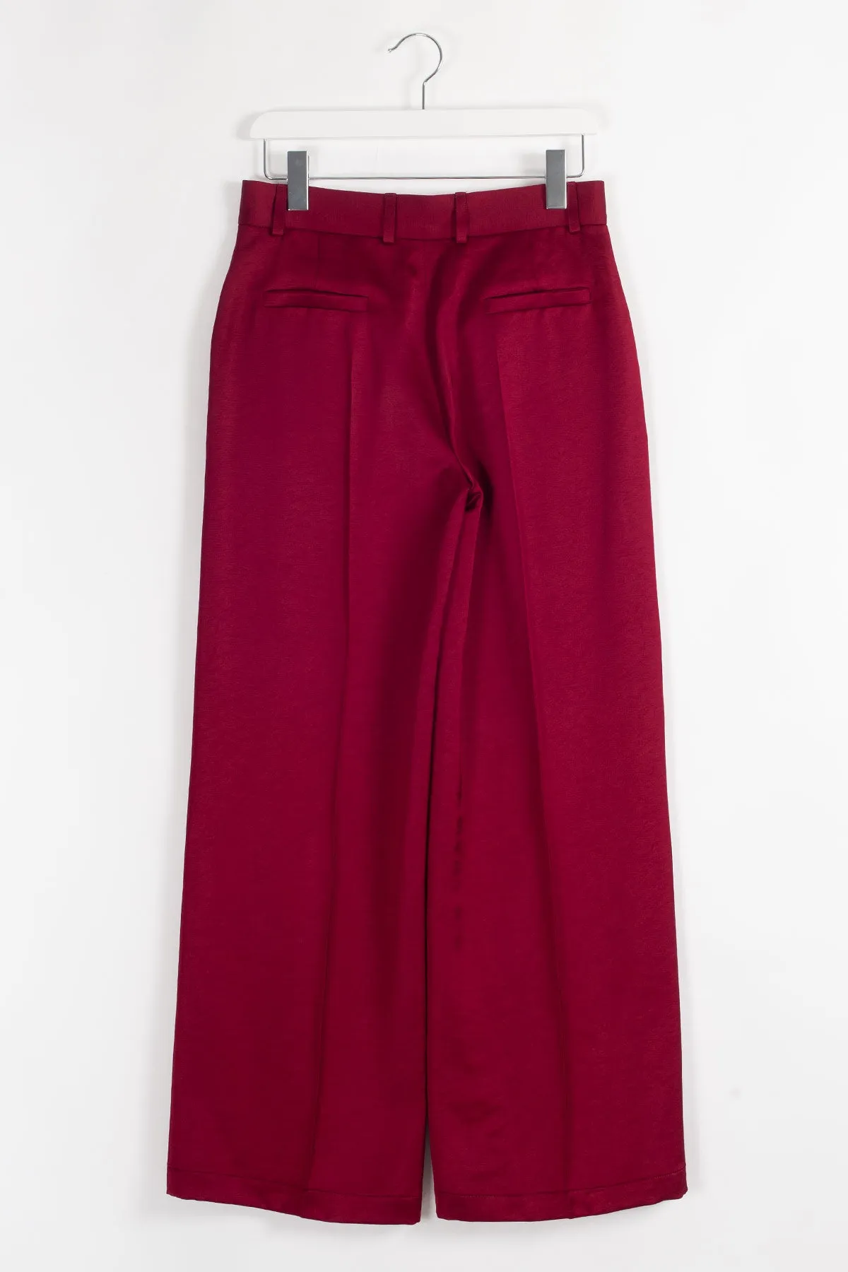 ESMER Viscose Wide-leg Trousers - Burgundy